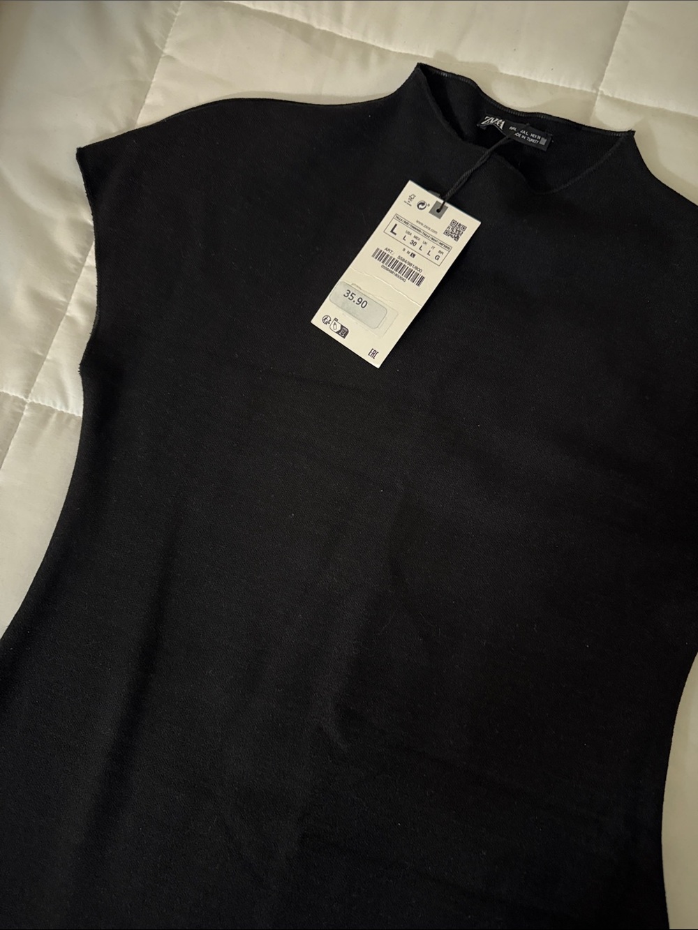 Zara Short Stretch Knit Mock Black Dress